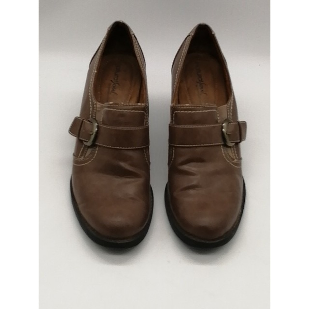 Natural Soul Pumps Womens Carlo Brown 9.5 Slip On Loafer Shoe Stretch Buckle